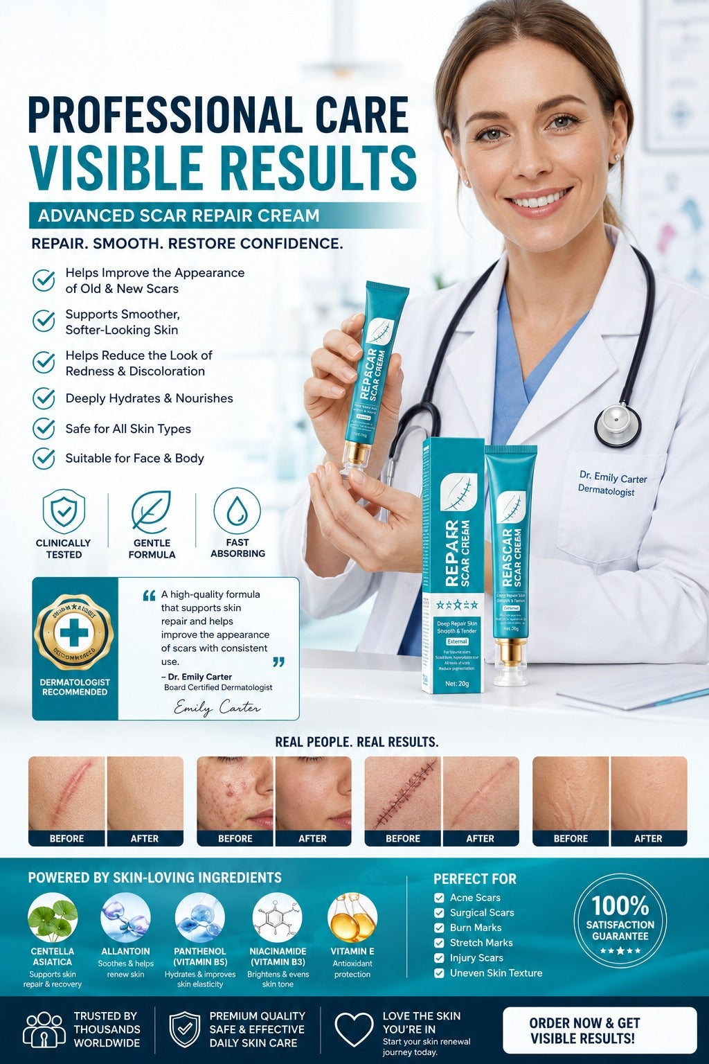 Advanced Scar Repair Cream professional care and visible results