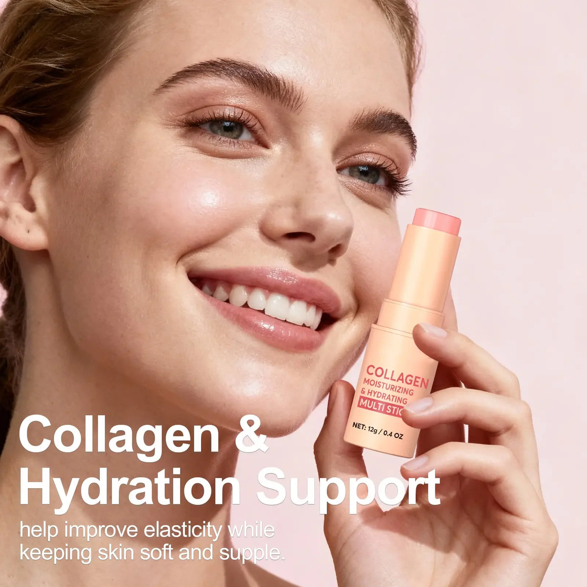 Collagen-Infused 2-in-1 Lip & Cheek Glow Stick, Long-Lasting Moisturizing & Hydrating