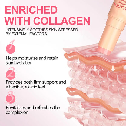 Collagen-Infused 2-in-1 Lip & Cheek Glow Stick, Long-Lasting Moisturizing & Hydrating