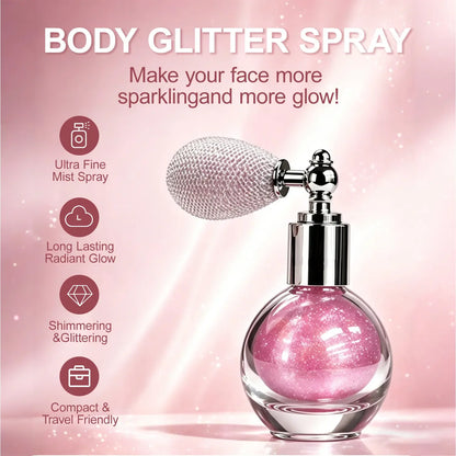 ⏳🔥Last Day-Buy 1 Get 1 Free🔥⏰Glitter Powder Spray, Loose Shimmer Powder, Highlighter Spray Makeup for Face Body Hair, Lasting Glitter Hairspray, Cosmetic Sparkling Body Makeup
