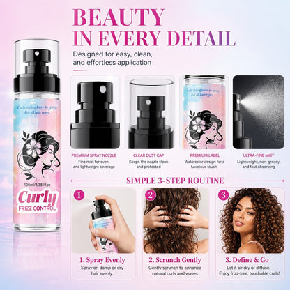 Peach-Scented Curly & Setting Spray - Lightweight, Bouncy Hair & Long-Lasting Hold