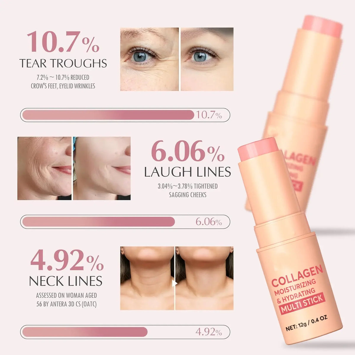 Collagen-Infused 2-in-1 Lip & Cheek Glow Stick, Long-Lasting Moisturizing & Hydrating