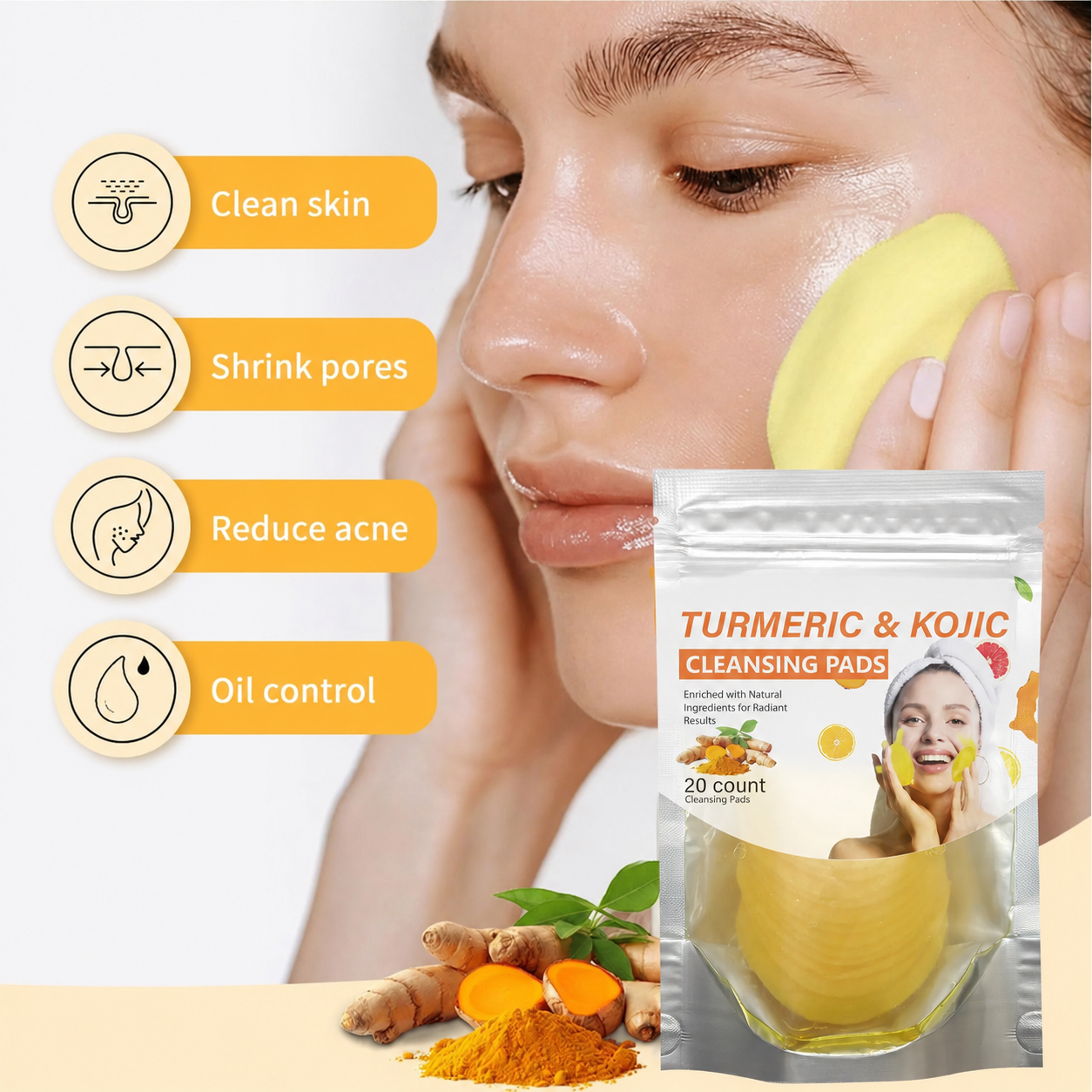 Turmeric Cleansing Exfoliating Pads Facial Cleansing Skincare, cleansing, skin care, Turmeric Comfort Cleanser Facial Wash