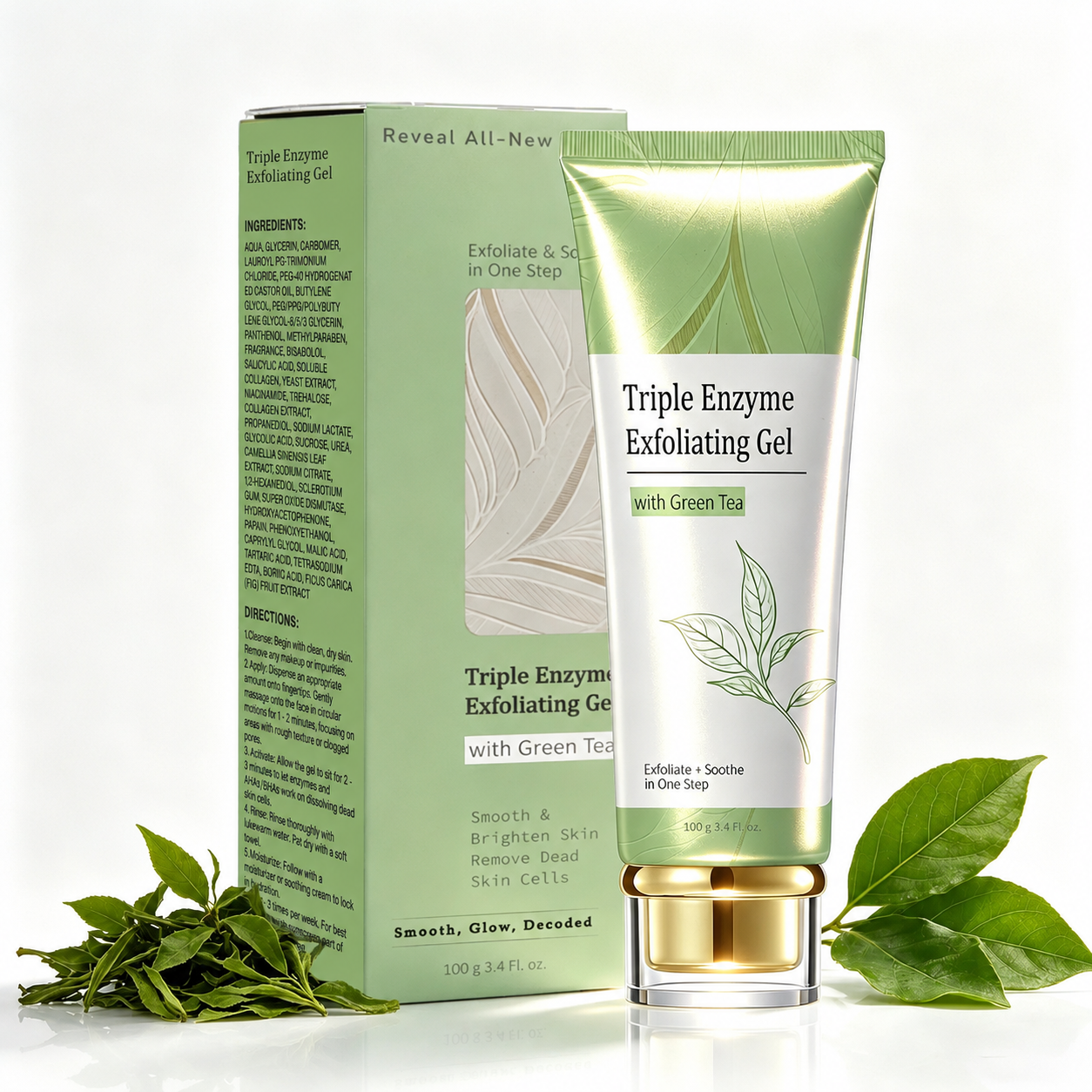 Triple enzyme green tea exfoliating gel