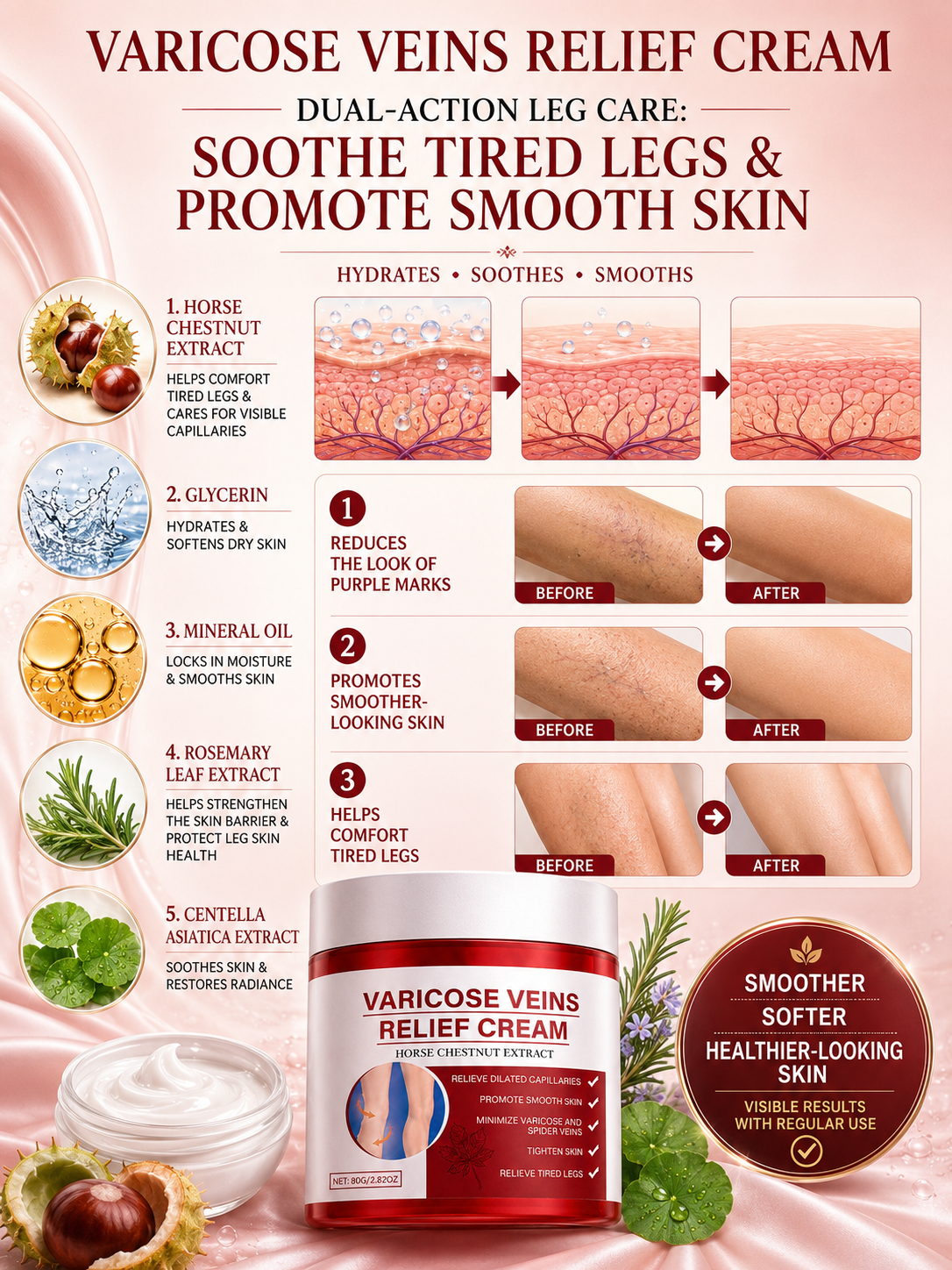 Dual-action leg care with hydrating ingredients