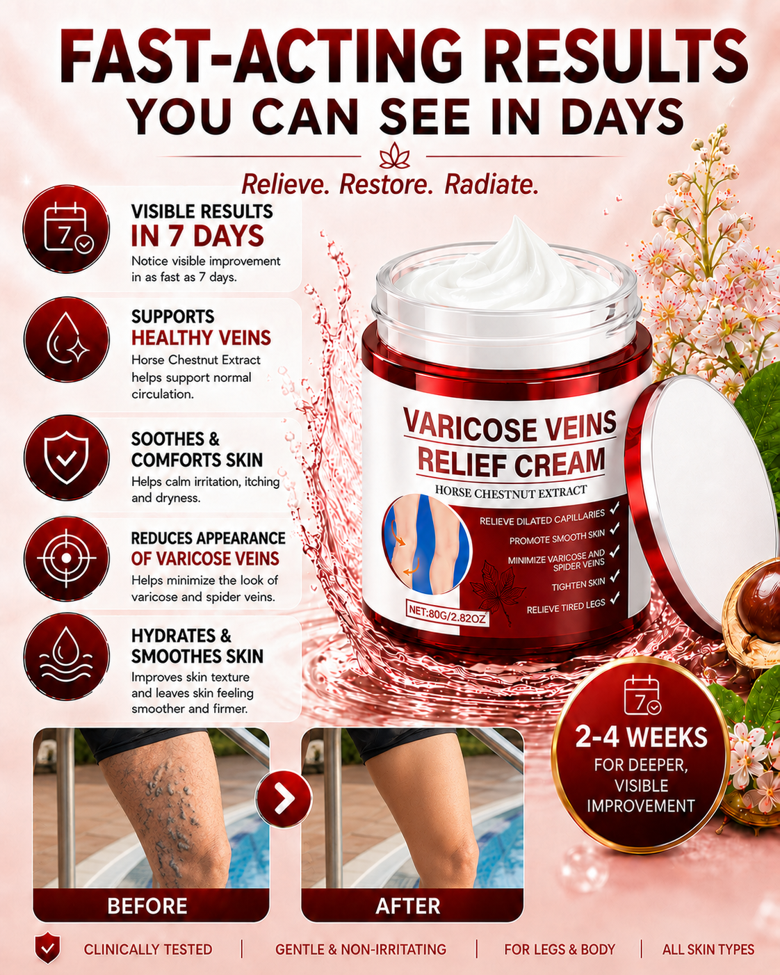 Fast-acting visible leg care results