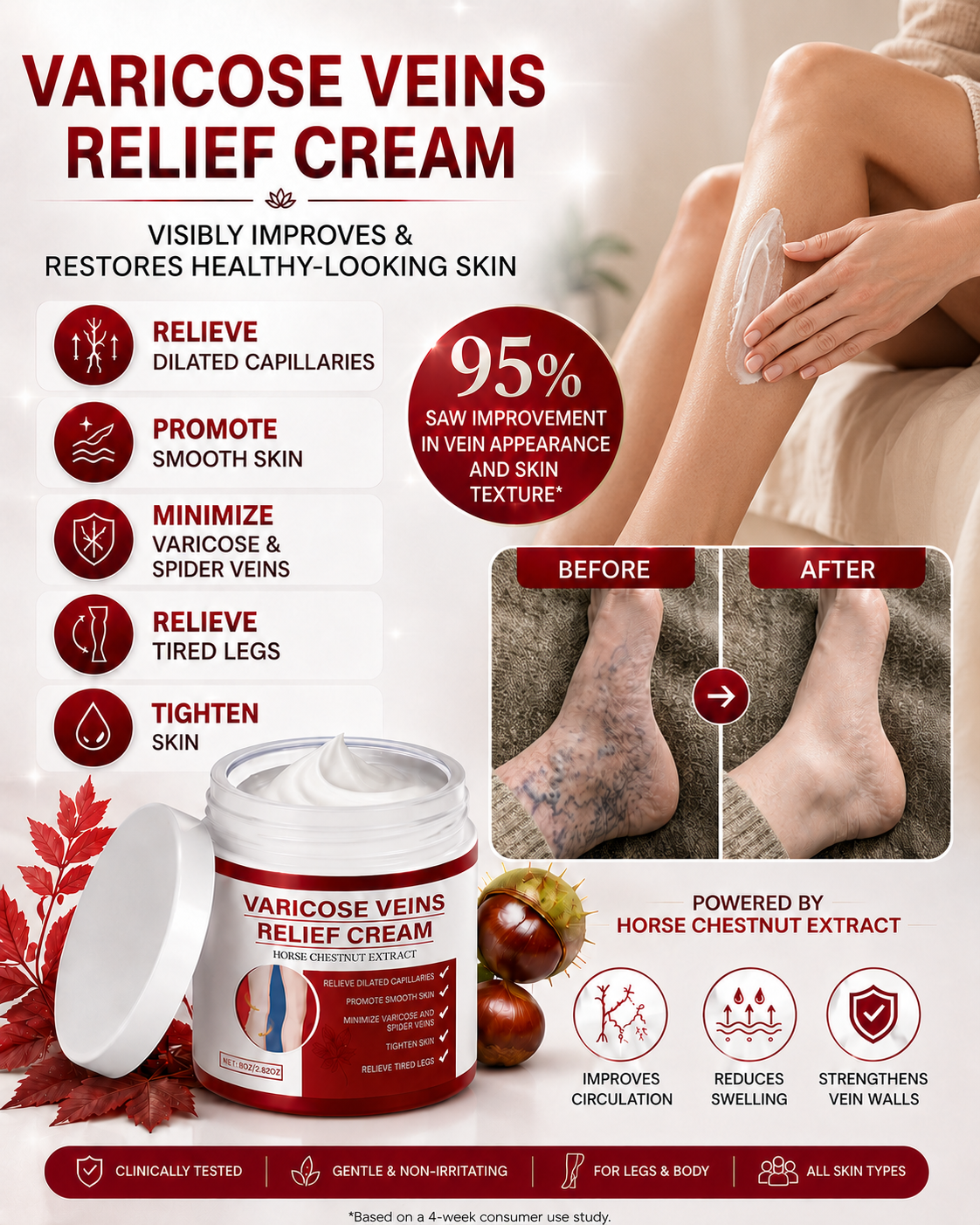Visible improvement in vein appearance and skin texture